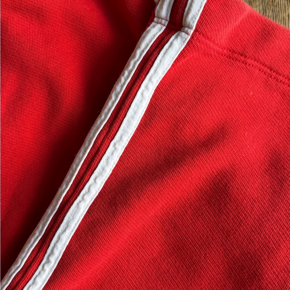 DONNI Red French Terry Track Pants Small Wide Leg Contrast Stripe Lounge Pant